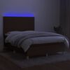 vidaXL barna szövet rugós és LED-es ágy matraccal 140x190 cm
