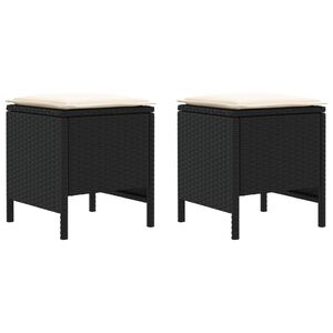 vidaXL 2 db Kerti l&aacute;btart&oacute; PE Rattan Fekete &eacute;s Kr&eacute;m