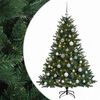 vidaXL Műkar&aacute;csonyfa g&ouml;mbbel 150 cm 150 LED Meleg feh&eacute;r PVC &eacute;s f&eacute;m