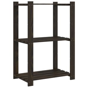 vidaXL 3 szintes fekete t&ouml;m&ouml;r fenyőfa t&aacute;rol&oacute;&aacute;llv&aacute;ny 60 x 38 x 90 cm