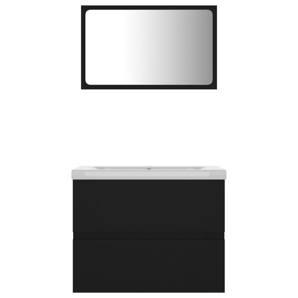 vidaXL fekete forgácslap fürdőszobai bútorszett