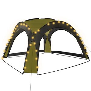 vidaXL z&ouml;ld rendezv&eacute;nys&aacute;tor LED-del &eacute;s 4 oldalfallal 3,6 x 3,6 x 2,3 m