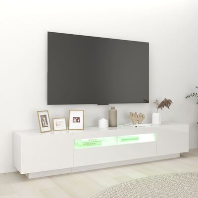 vidaXL magasfényű fehér TV-szekrény LED-lámpákkal 200 x 35 x 40 cm