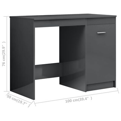 vidaXL magasfényű szürke forgácslap íróasztal 100 x 50 x 76 cm