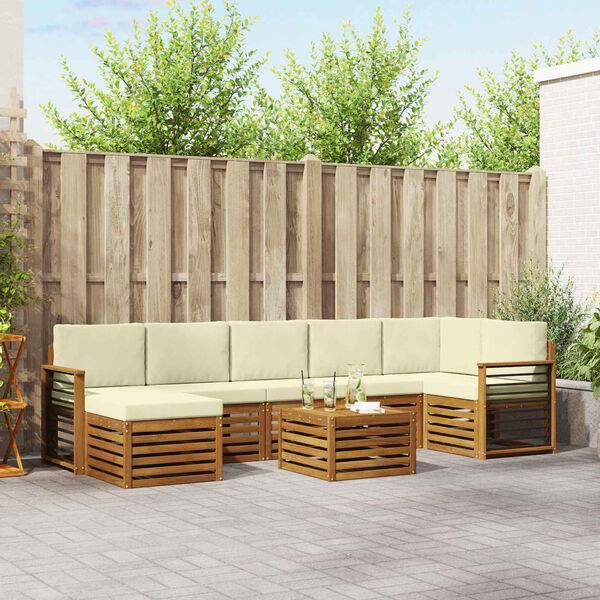 vidaXL &Uuml;lőgarnit&uacute;r&aacute;k 8 pcs Term&eacute;szetes &eacute;s kr&eacute;msz&iacute;nű T&ouml;m&ouml;r Ak&aacute;cfa