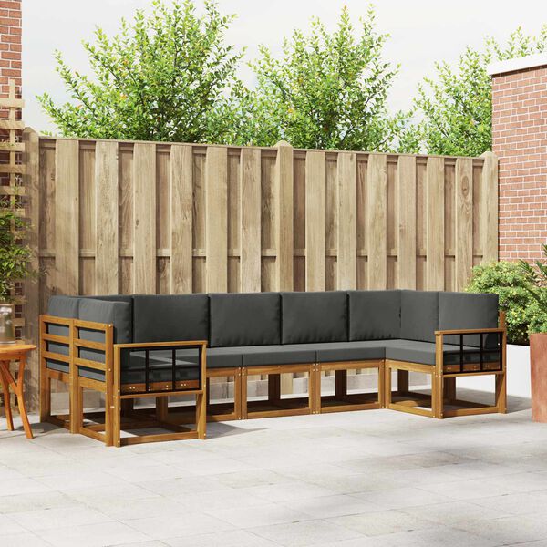 vidaXL K&uuml;lt&eacute;ri kanap&eacute; szett p&aacute;rn&aacute;val 7 pcs Term&eacute;szetes &eacute;s antracit