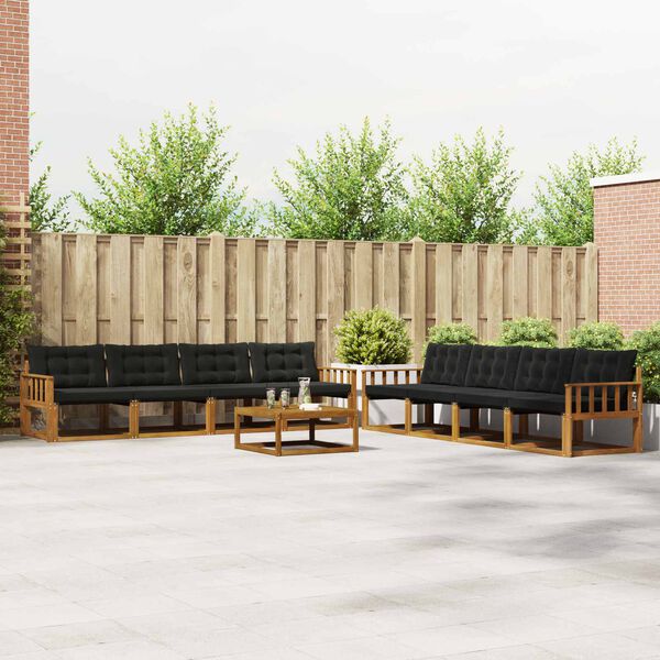 vidaXL K&uuml;lt&eacute;ri kanap&eacute; szett p&aacute;rn&aacute;val 9 pcs Term&eacute;szetes &eacute;s fekete