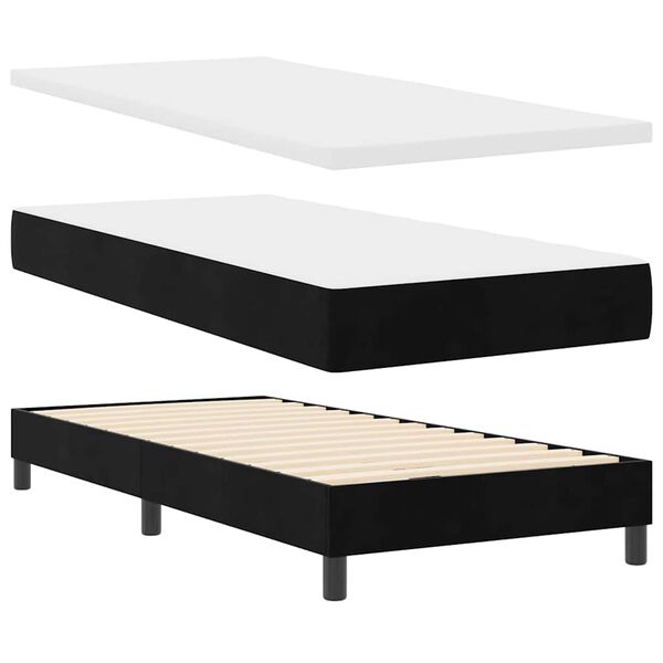 vidaXL Boxrug&oacute;s &aacute;gy matracmal fejt&aacute;ml&aacute;val Fekete 90 x 200 cm B&aacute;rsony