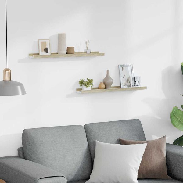 vidaXL 2 db feh&eacute;r &eacute;s sonoma t&ouml;lgy sz&iacute;nű fali polc 60 x 9 x 3 cm