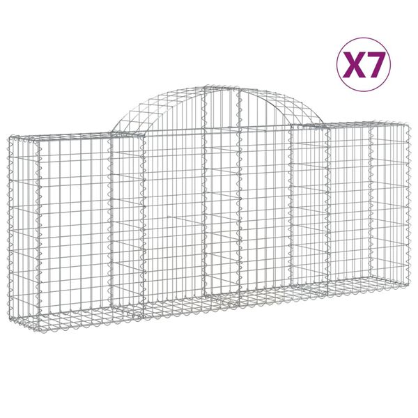 vidaXL 7 db íves horganyzott vas gabion kosár 200x30x80/100 cm