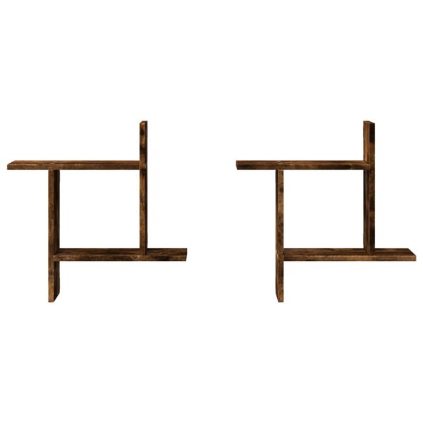 vidaXL 2 db f&uuml;st&ouml;s t&ouml;lgy sz&iacute;nű szerelt fa fali polc 50 x 12 x 50 cm