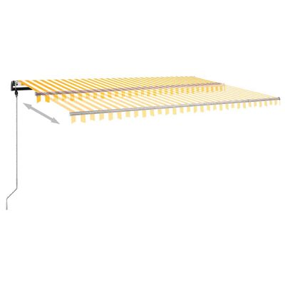vidaXL sárga és fehér kézzel kihúzható LED-es napellenző 500x300 cm