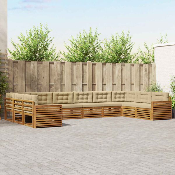 vidaXL &Uuml;lőgarnit&uacute;r&aacute;k p&aacute;rn&aacute;val 7 pcs Term&eacute;szetes &eacute;s b&eacute;zs T&ouml;m&ouml;r Ak&aacute;cfa