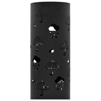 vidaXL fekete acél esernyőtartó esernyőmintával