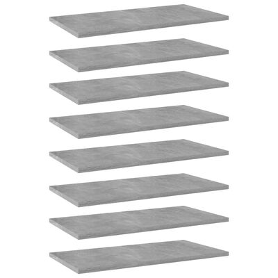 vidaXL 8 db betonszürke forgácslap könyvespolc 60 x 30 x 1,5 cm