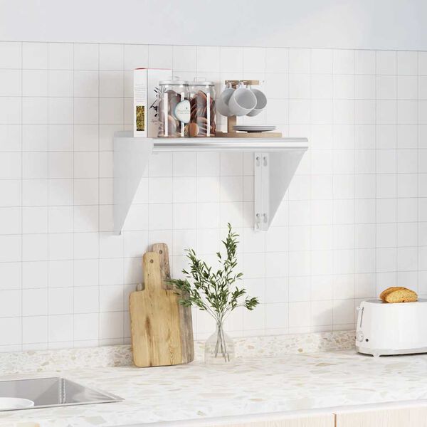 vidaXL ezüstszínű rozsdamentes acél falipolc 50 x 30 x 31 cm