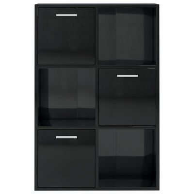 vidaXL magasfényű fekete forgácslap tárolószekrény 60 x 29,5 x 90 cm