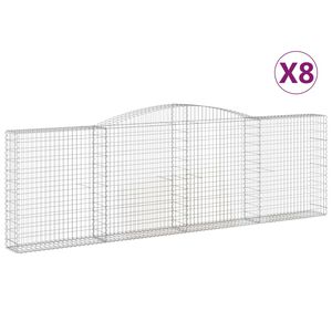 vidaXL 8 db &iacute;ves horganyzott vas gabion kos&aacute;r 400x30x120/140 cm