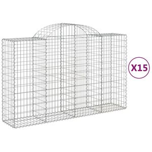 vidaXL 15 db &iacute;ves horganyzott vas gabion kos&aacute;r 200x50x120/140 cm
