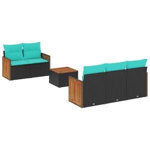 vidaXL 6 db fekete polyrattan kerti kanap&eacute;garnit&uacute;ra p&aacute;rn&aacute;kkal