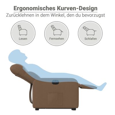vidaXL elektromos felállást segítő barna szövet dönthető fotel