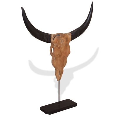 vidaXL bika koponya szobordísz tíkfából 66 x 15 x 88 cm