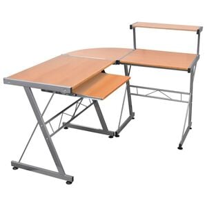 vidaXL Barna szerelt fa sarok sz&aacute;m&iacute;t&oacute;g&eacute;pasztal 132 x 112 x 99 cm