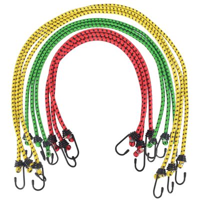vidaXL 30 db Bungee kötél 60/80/100 cm, piros, sárga, zöld