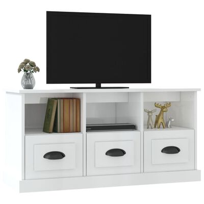 vidaXL fehér magasfényű szerelt fa TV-szekrény 100x35x50 cm