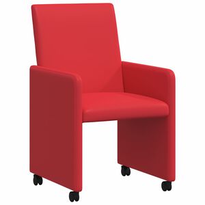 vidaXL Kerekes &Eacute;tkező Sz&eacute;kek 2 db Műbőr Piros 57 x 66 x 94 cm