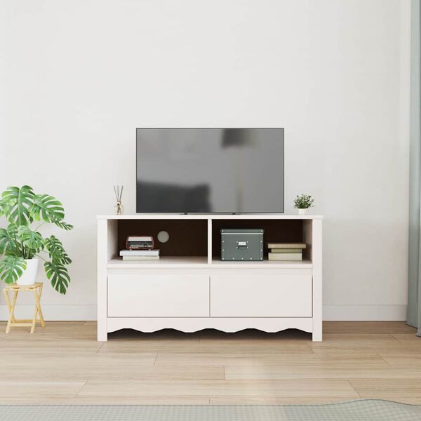 vidaXL TV Szekrény fiókkal Drammen Fehér 99 x 43 x 55 cm Tömör fenyőfa