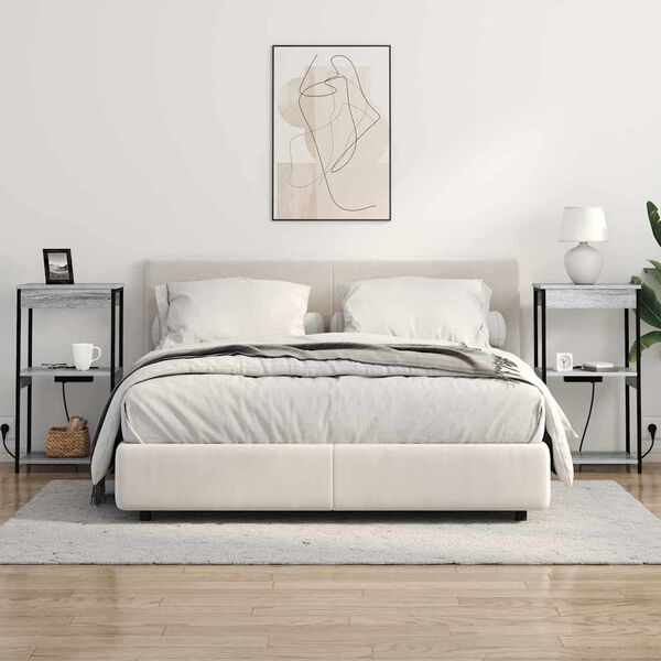 vidaXL &Eacute;jjeliszekr&eacute;ny polcokkal Sz&uuml;rke Sonoma 41 x 31 x 76 cm Faanyag