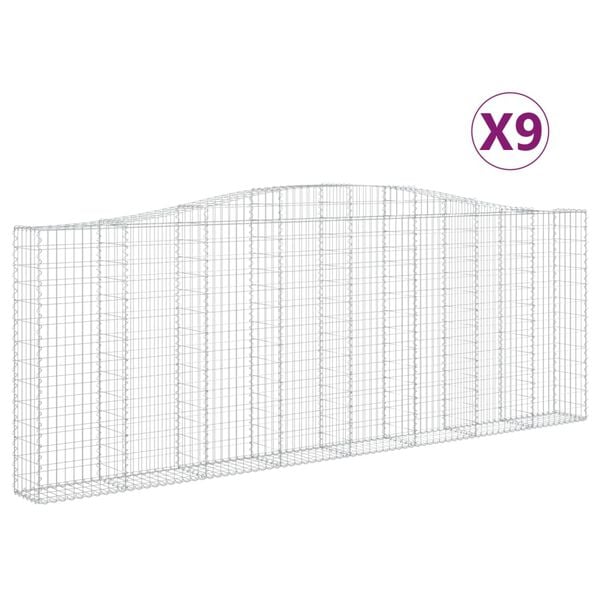 vidaXL 9 db &iacute;ves horganyzott vas gabion kos&aacute;r 400x30x140/160 cm