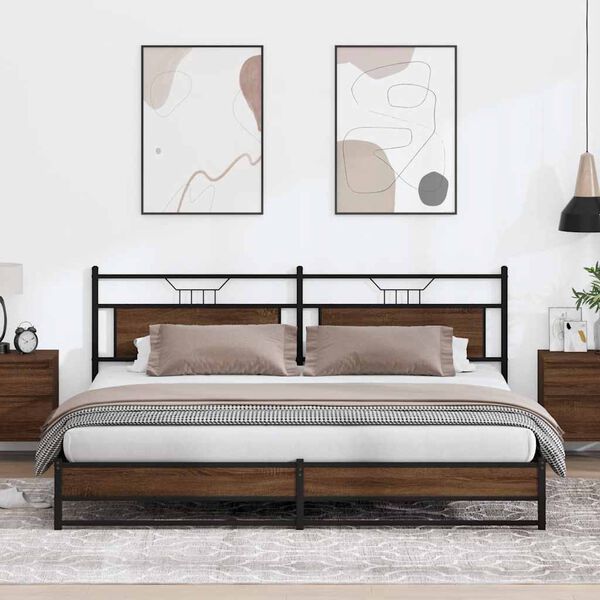 vidaXL barna t&ouml;lgy sz&iacute;nű f&eacute;m &aacute;gykeret matrac n&eacute;lk&uuml;l 193 x 201 cm