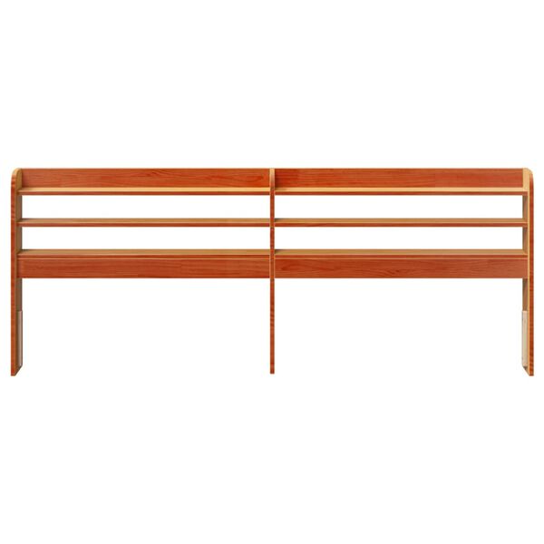 vidaXL viaszbarna t&ouml;m&ouml;r fenyőfa fejt&aacute;mla polcokkal 180 cm