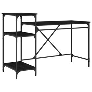 vidaXL Asztal Fekete t&ouml;lgy Szerelt Fa 135 x 50 x 90 cm