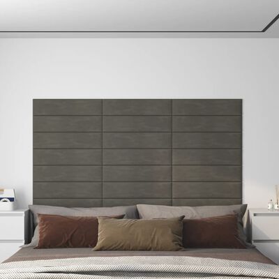 vidaXL 12 db sötétszürke bársony fali panel 60x15 cm 1,08 m²