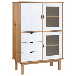 vidaXL OTTA barna &eacute;s feh&eacute;r t&ouml;m&ouml;r fenyőfa magasszekr&eacute;ny 85x43x125 cm
