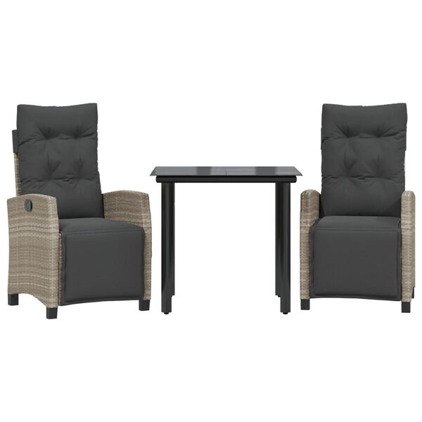 vidaXL 3r&eacute;szes vil&aacute;gossz&uuml;rke polyrattan kerti &eacute;tkezőgarnit&uacute;ra p&aacute;rn&aacute;val