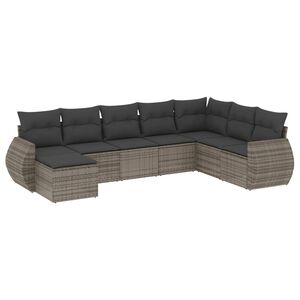 vidaXL 8 r&eacute;szes sz&uuml;rke polyrattan kerti &uuml;lőgarnit&uacute;ra p&aacute;rn&aacute;kkal