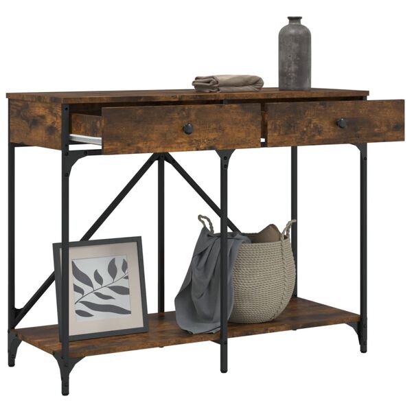 vidaXL f&uuml;st&ouml;s t&ouml;lgy sz&iacute;nű szerelt fa t&aacute;lal&oacute;asztal 100 x 39 x 78,5 cm