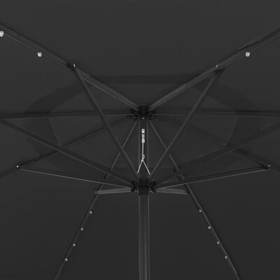 vidaXL fekete kültéri napernyő LED-fényekkel és fémrúddal 400 cm
