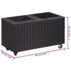 vidaXL fekete polyrattan kerti magaságyás 2 kaspóval 60 x 30 x 36 cm