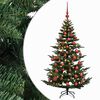vidaXL Műkar&aacute;csonyfa g&ouml;mbbel 120 cm 150 LED Meleg feh&eacute;r PE &eacute;s PVC Z&ouml;ld