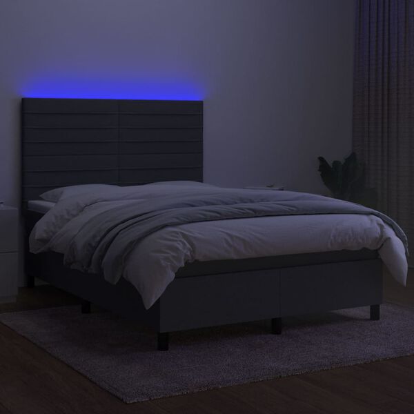 vidaXL s&ouml;t&eacute;tsz&uuml;rke sz&ouml;vet rug&oacute;s &eacute;s LED-es &aacute;gy matraccal 140x190 cm
