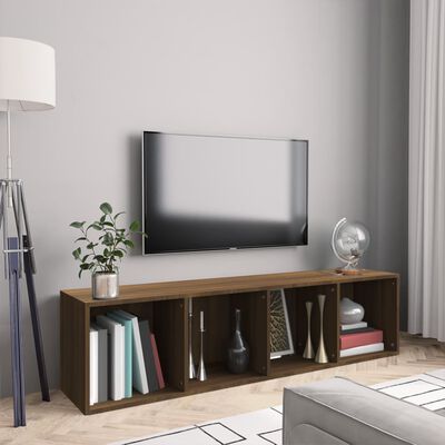 vidaXL barna tölgy színű szerelt fa könyv-/TV-szekrény 143x30x36 cm