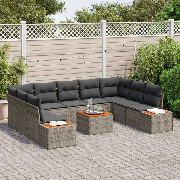 vidaXL Kerti Kanap&eacute; Szett p&aacute;rn&aacute;val t&aacute;rol&oacute;val 5 pcs Sz&uuml;rke Polyrattan