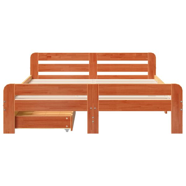 vidaXL viaszbarna t&ouml;m&ouml;r fenyőfa &aacute;gy matrac n&eacute;lk&uuml;l 160 x 200 cm