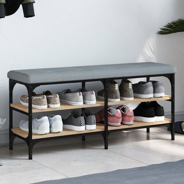 vidaXL sonoma t&ouml;lgy sz&iacute;nű szerelt fa cipőt&aacute;rol&oacute; pad 102 x 32 x 47 cm