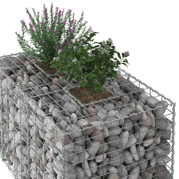vidaXL Gabion emelt &aacute;gy Ez&uuml;st 100 x 60 x 55 cm Horganyzott ac&eacute;l